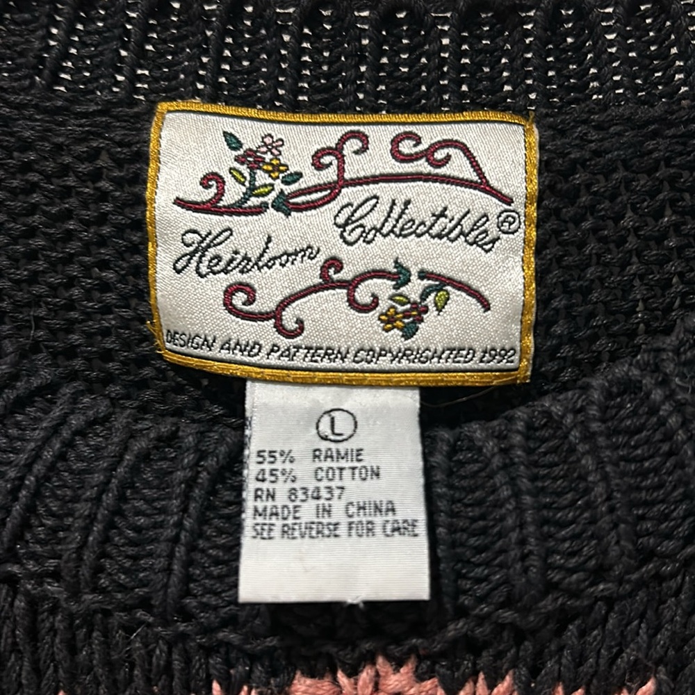 Heirloom Collectibles Vintage lovely floral tapestry pullover Sweater size L - Picture 3 of 8